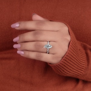 Marquise Cut Lab Grown Diamond Engagement Ring 14K Gold Twisted Pave Band Solitaire <b>Bridal</b> Ring Wedding Jewelry Wholesale - Product Image 3