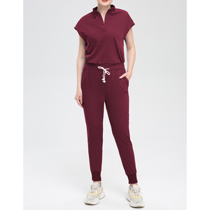 Customized Medical <b>Scrub</b> <b>Set</b> for Women - Modern <b>Scrub</b> Top & Slim Jogger <b>Scrub</b> Pants, Multi Pockets, Anti-Wrinkle - Product Image 1