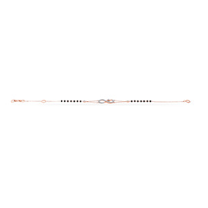Elegant <b>Rose</b> Gold Infinity Diamond Mangalsutra Bracelet | <b>Black</b> Bead Infinity Bracelet | 18K Gold Women's Fine Jewelry - Product Image 2