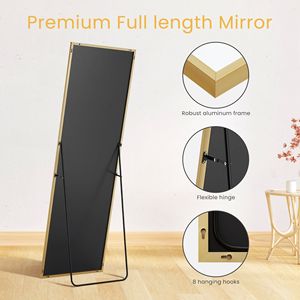 Arched Full Length <b>Mirror</b> 56"x15" Rectangle <b>Gold</b> Floor <b>Mirror</b> <b>Free</b> <b>Standing</b> or Wall Mounted - Product Image 4