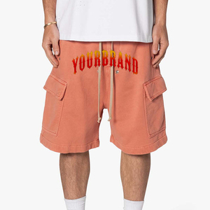 Men's <b>Lightweight</b> Eco-Friendly Summer Gym <b>Cargo</b> Jogger <b>Shorts</b> Canvas Comfort Elastic Waistband Embroidered Design Solid Pattern - Product Image 1