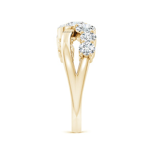 Anillo de Compromiso y Boda de Diamantes Redondos Brillantes en Oro Amarillo para Mujer, Chapado en Rodio, Romántico, Oro de 10K, 14K, 18K, Plata 925, 935 - Product Image 4