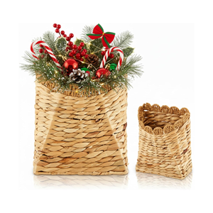 Handwoven Water Hyacinth <b>Wall</b> Basket Scalloped, Premium Indoor <b>Decorative</b> Flower Holder, Vietnam <b>Wicker</b> Hanging Basket Wholesale - Product Image 1