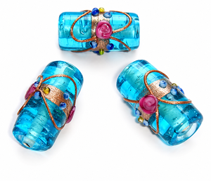 Cuentas de cristal de Murano de cristal negro turquesa de la mejor calidad, exportaciones de Excel indio, proveedor de cuentas al por mayor para joyería de pastel de bodas - Product Image 1