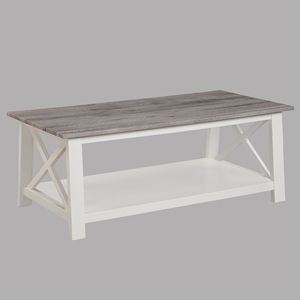 Ensemble de salon en bois blanc et brun, 3 pièces, comprenant une table basse rectangulaire et deux tables d'appoint carrées assorties - Product Image 2