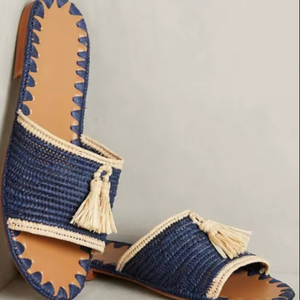 Handmade Raffia <b>Mules</b>: Moroccan Summer Sandals - Product Image 1