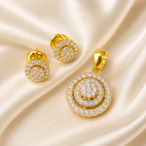 Elegant 14K Gold Plated Luxury <b>Star</b> Shape Pendant and Earrings <b>Set</b> with Diamond Stones Bridal Party Jewelry - Product Image 1