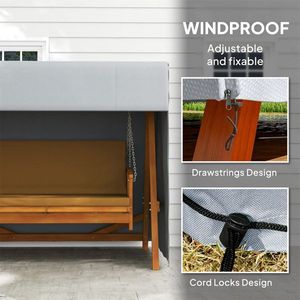 ผ้าคลุมเปลญวนกลางแจ้งสีเทาเข้ม ขนาด 81"x49"x65" สำหรับเฟอร์นิเจอร์ - Product Image 5