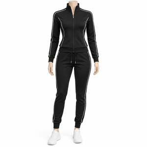 Conjunto de Pantalones Casuales de Manga Larga y Color Sólido, Transpirable, 100% Algodón, Corte Regular, Chándal Rojo con Capucha para Mujer de Alta Calidad - Product Image 4