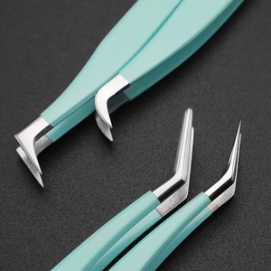 Private Label Stainless Steel Anti-Static Fiber Tip Volume <b>Lash</b> Extension Tweezers Custom Logo 90 Degrees for Eyelash Isolation - Product Image 4