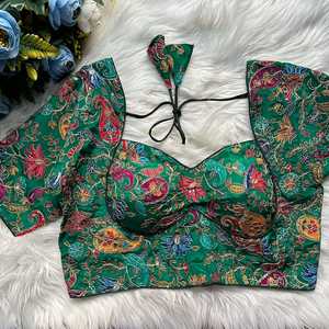 Blusa de Novia de Manga Corta, 100% Algodón, Lino Pesado, para Mujer |   Bordado de Diseño, Lavable, Impresión Digital, Estilo Indie Folk Étnico - Product Image 3