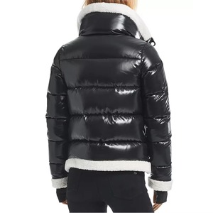 High Quality Women's Winter <b>Puffer</b> <b>Jacket</b> Hood Long Sleeves Top Trend Zip-Up Design Solid Pattern Raw Processing Front Jaclets - Product Image 2