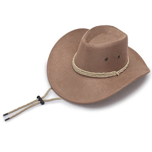 Chapeau de cowboy unisexe en cuir artificiel pour adultes et enfants, style western, décontracté, avec large bord pare-soleil - Product Image 3
