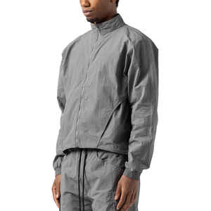 Zip up Soft Shell Crinkle Track Pants 2 Piece Set Men Streetwear With Piping Elastic Cuffs Unisex Nylon Windbreaker Tracksuit - Product Image 2