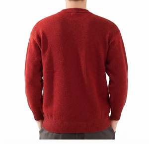 Suéter Rojo para Hombre, Tejido de Lana/Acrílico, Transpirable, Corte Ajustado, Manga Larga, Tejido Sólido, Grueso y Cálido para Invierno, Directo de Fábrica - Product Image 3