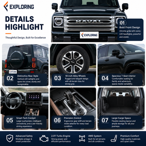 Nuevo Haval H9 SUV 4X4 Edición Guerrero 2.4T Turbo 9AT Automático Interior Oscuro 5 Asientos Volante a <span class=keywords><strong>la</strong></span> Izquierda Expediciones Todoterreno - Product Image 3