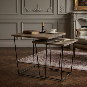 Unilo Solid Wood Side Table Set Contemporary Minimalist <b>Corner</b> Table Set of 2 for Hotel Villa Living Room Furniture - Product Image 2