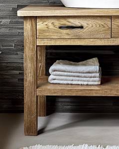 Meuble de salle de bain élégant en bois massif avec lavabo, tiroir de rangement et étagère ouverte, idéal pour les salles de bain design - Product Image 2