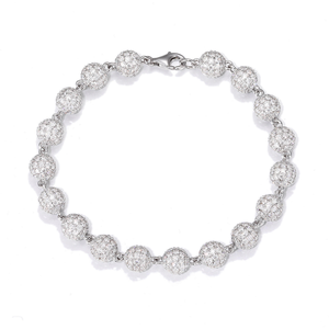 Pulsera de Moissanita Redonda con Diseño de Racimo, Estilo Diamante de Lujo, Joyería Brillante Tipo Tenis, Elegante Regalo para Hombres y Mujeres - Product Image 1