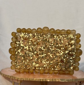 Pink Cubical Storage <b>Bag</b> Resin <b>Clutch</b> <b>Bag</b> Beaded Handle Luxe Acrylic Evening Purse Chic Designer Bridal Wedding Party Handbag - Product Image 5