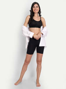 Women High Support Seamless Moulded Solid Black Sports Bra with Removable <b>Pads</b> and Crystal Decoration for <b>Running</b> - Product Image 6