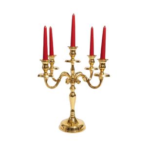 Conception fantaisie 5 bras or aluminium candélabre bougeoir grande taille Table de mariage pièce maîtresse meilleure qualité fournisseur d'usine - Product Image 1