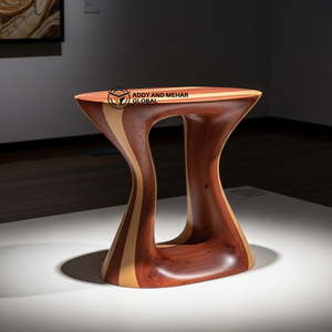 Mesa Auxiliar de Madera Maciza de Cedro con Diseño de Reloj de Arena, Moderna y Hecha a Mano, para el Hogar y Hoteles de Diseño - Product Image 6