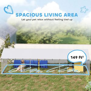 Caseta para Perros Grandes con Techo Impermeable Plateado de 20 x 7.5 x 5 pies, Puerta de Seguridad Exterior para la Comodidad Canina - Product Image 5