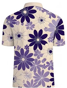 Men's Floral Print Polo Shirt Short Sleeve Casual Breathable Cotton Oxford Fabric Regular Fit Digital Printed Design - Product Image 2