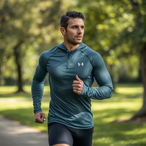 Haut de sport à manches longues avec capuche, protection UV, séchage rapide, compression, logo personnalisé, vente en gros OEM - Product Image 3
