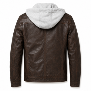 FURAT LEATHERS Blouson de motard en cuir noir haut de gamme pour homme, coque en nylon/coton respirante, col montant, fermeture éclair avant, décontracté pour l'automne - Product Image 2
