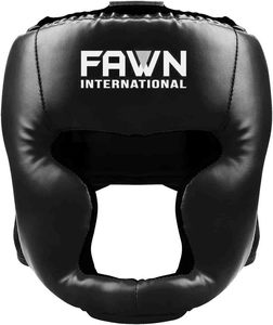 หมวกป้องกันศีรษะสำหรับชกมวย Fawn International Custom Lace Classic Face Saver สำหรับฝึกซ้อม MMA มวยไทย ทำจากหนังแท้และโฟมอย่างดี ทนทาน - Product Image 1