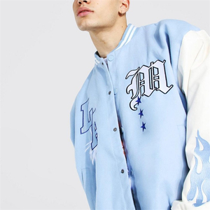 EDOOR WEARS Varsity <b>Jacket</b> Men High Street Style Embroidered Patch Design Stand Collar Regular Fit Winter Outerwear <b>Reversible</b> - Product Image 5