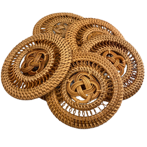 แผ่นรองจานหวายแบบสานธรรมชาติเป็นมิตรกับสิ่งแวดล้อมงานแฮนด์เมดเวียดนามดีไซน์ใหม่คุณภาพสูงดีไซน์เก๋ดีไซน์ไม่เหมือนใคร - Product Image 1