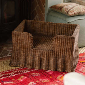 Lit pour animaux de compagnie en rotin brun, prix de gros, canapé-lit pour chien de luxe tissé à la main, panier, mobilier, fabricant durable, fournisseur direct - Product Image 2