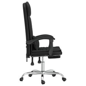 Silla de Oficina Negra de Cuero Sintético con Función de Masaje, Construcción de Espuma y Madera Contrachapada Metálica - Product Image 4