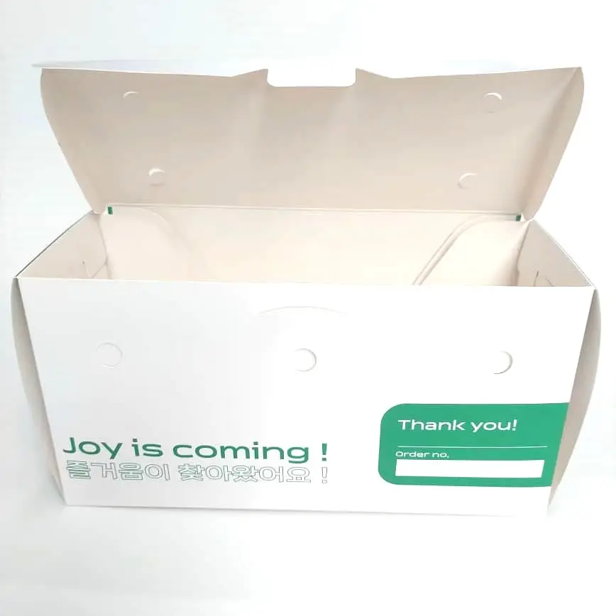 फास्ट-फूड रेस्तरां के लिए बिना हैंडल वाला पेपर ऑयल प्रतिरोधी खाद्य ग्रेड टेकअवे पैकेजिंग के अनुकूलित प्रिंटिंग चिकन बॉक्स