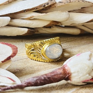 New Arrival Moonstone <b>Rings</b> Boho Brass <b>Ring</b> For Women 18k <b>Gold</b> Plated Filigree Statement <b>Cocktail</b> <b>Ring</b> For Wholesale/OEM/ODM - Product Image 1