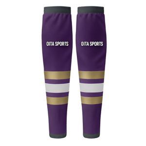 Chaussettes de hockey violettes et dorées pour hommes, chaussettes longues de sport en polyester, vêtements d'entraînement athlétique, uniforme d'équipe, vêtements de jeu, vêtements de performance - Product Image 2