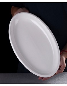 All-size Oval Ceramic 6-Piece Dinnerware <b>Set</b> White Minimalist Design Smooth Glossy Underglaze <b>Microwave</b> Dishwasher Oven Safe - Product Image 4