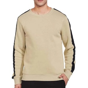 Sweat-shirt à col rond pour homme, beige et noir, à rayures latérales, manches longues, pull décontracté, vêtements d'automne et d'hiver - Product Image 1