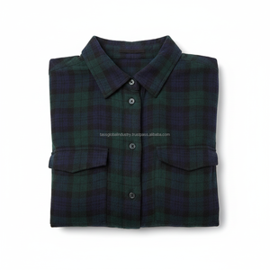 Chemise en flanelle pour homme, bleu à carreaux, manches longues, sur mesure, OEM, vente en gros - Product Image 4