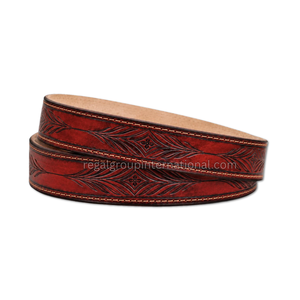 Western <b>Cowboy</b> Leather <b>Belt</b> for Men Vintage Brown Hand Tooled Leaf Design Genuine Leather <b>Belt</b> with Antique Brass Buckle - Product Image 1