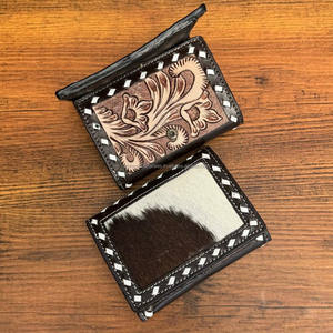 กระเป๋าสตางค์ผู้ชายแบบพับสามทบทำจากหนังวัวแท้วินเทจกระเป๋าสตางค์ใบสั้น - Product Image 3