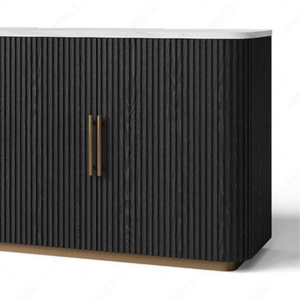 Mueble de Salón Moderno de Madera Negra con Tiradores Dorados, Mueble de Almacenamiento de Diseño Minimalista para el Interior del Hogar - Product Image 4