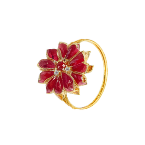 Bague vintage ajustable en zircon rouge rubis à motif floral, bijou fantaisie - Product Image 2