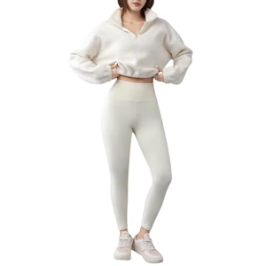 Nouvel ensemble de sport 3 pièces à séchage rapide : leggings, soutien-gorge sans coussinets, pull chaud à manches longues et survêtement de yoga - Product Image 2