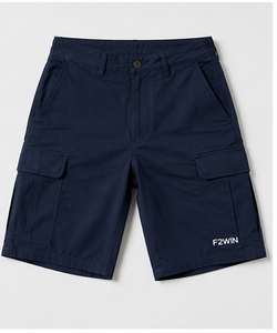 Shorts cargo homme F2WIN bleu marine, taille mi-haute, en satin respirant, séchage rapide, taille élastique, style décontracté avec poches - Product Image 3
