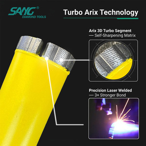 Foret diamanté soudé au laser SANG Arix Turbo pour perçage à sec et humide du béton armé, de la maçonnerie et de la brique EN13236 UNC1-1/4 M14 - Product Image 5