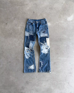 Jeans en denim pour homme 2026 de haute qualité, coupe évasée, noir délavé, imprimé, effet usé, style streetwear hip-hop Y2K, OEM ODM, en coton - Product Image 4